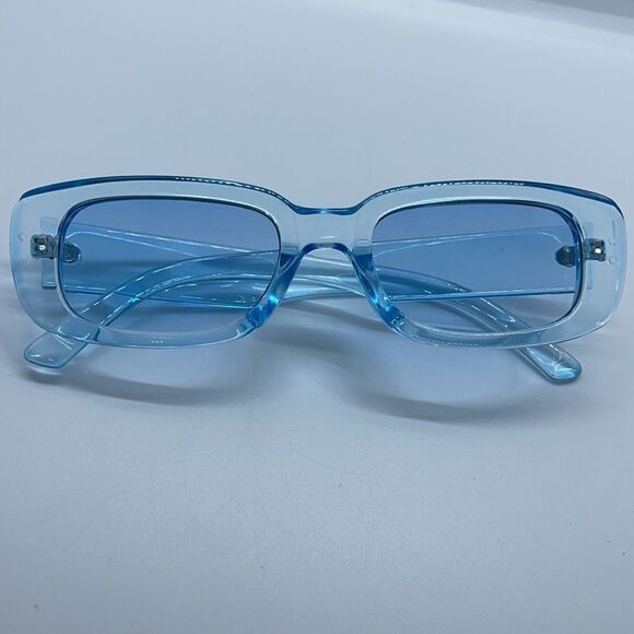 NWT Clear Blue Vintage Rectangle Sunglasses 90s - Picture 9 of 9